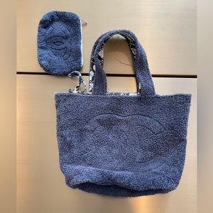 Chanel Blue Logo Beach Tote Bag